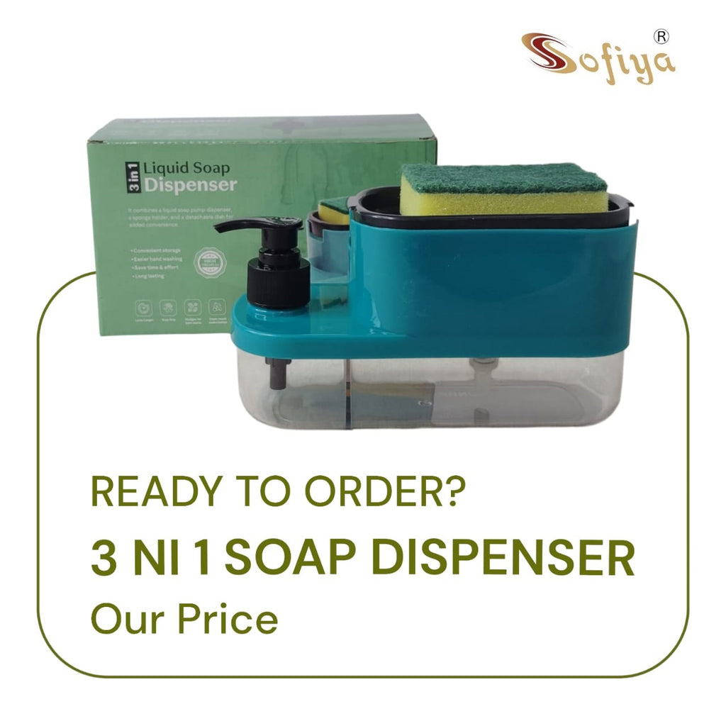 3 in 1 Soap Pump Dispenser for Dishwasher | Free Sponge
